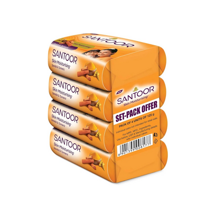 Santoor Sandal & Turmeric Soap - 125g (Pack of 4)