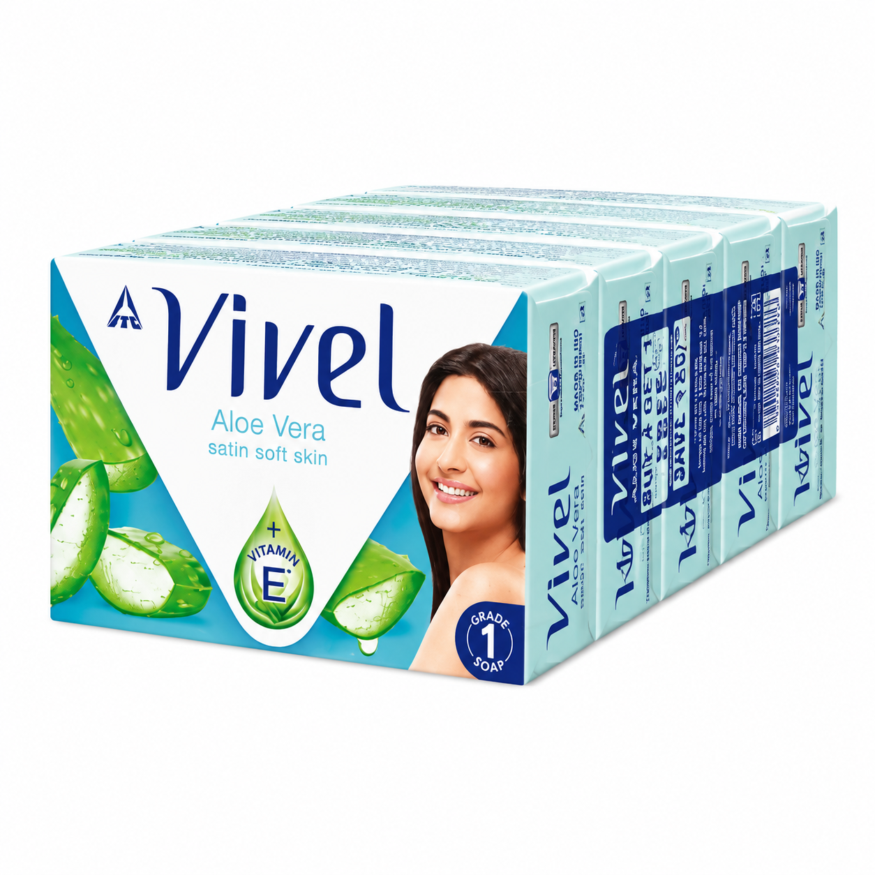 Vivel Aloe Vera Satin Soft Skin Bathing Soap - 450g (Buy 4 Get 1)