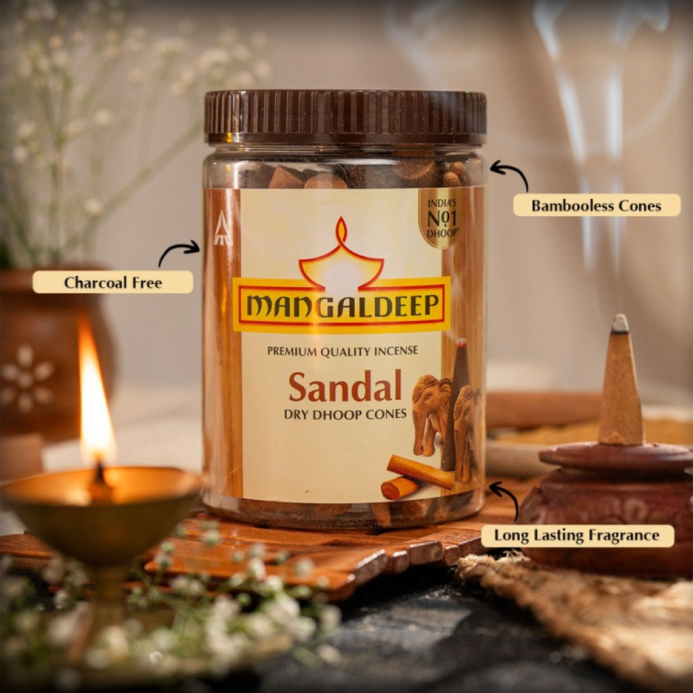 Mangaldeep Sandal Dry Dhoop Cones - 110g