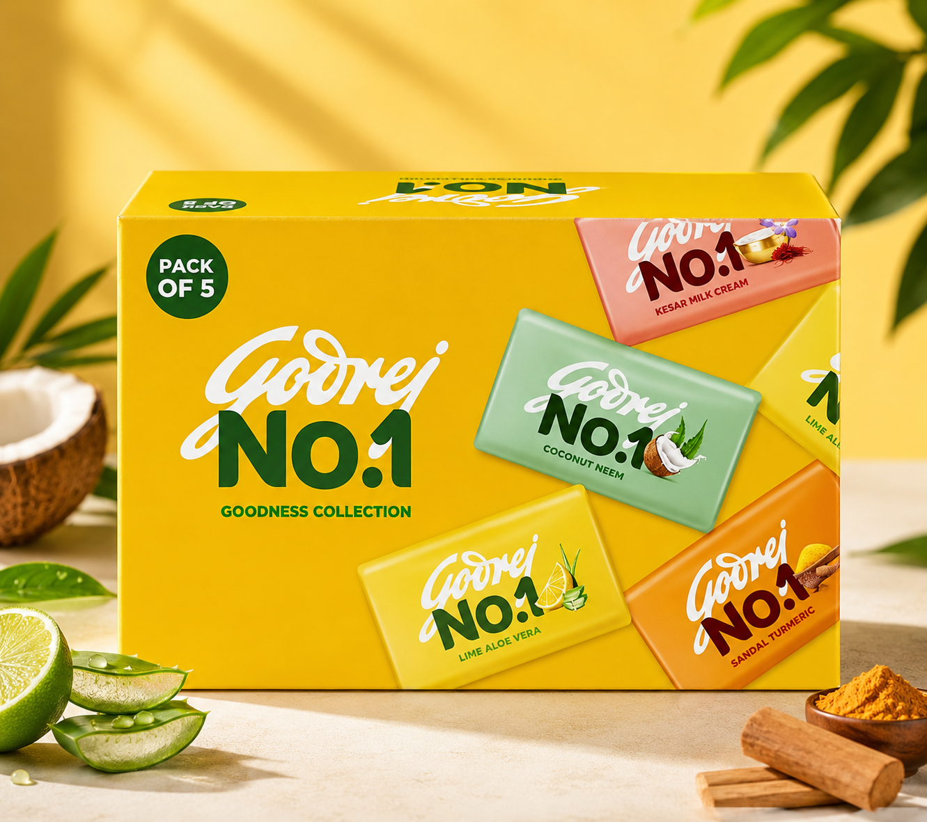 Godrej No.1 Goodness Collection - 5×150g