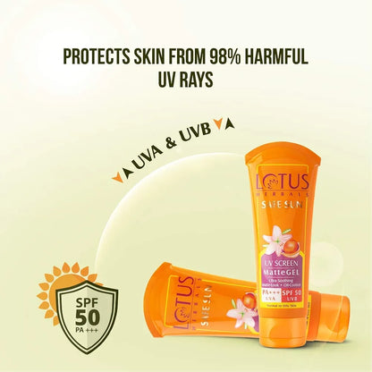 Lotus Herbals Safe Sun Uv Screen Mattegel Ultra Soothing Sunscreen - 100g