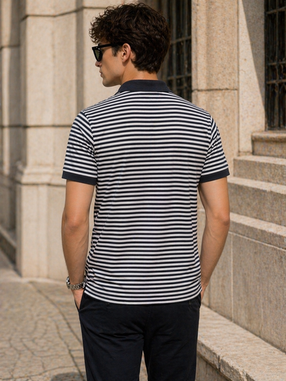 LACOSTE Stripe Premium Cotton Polo T-Shirt
