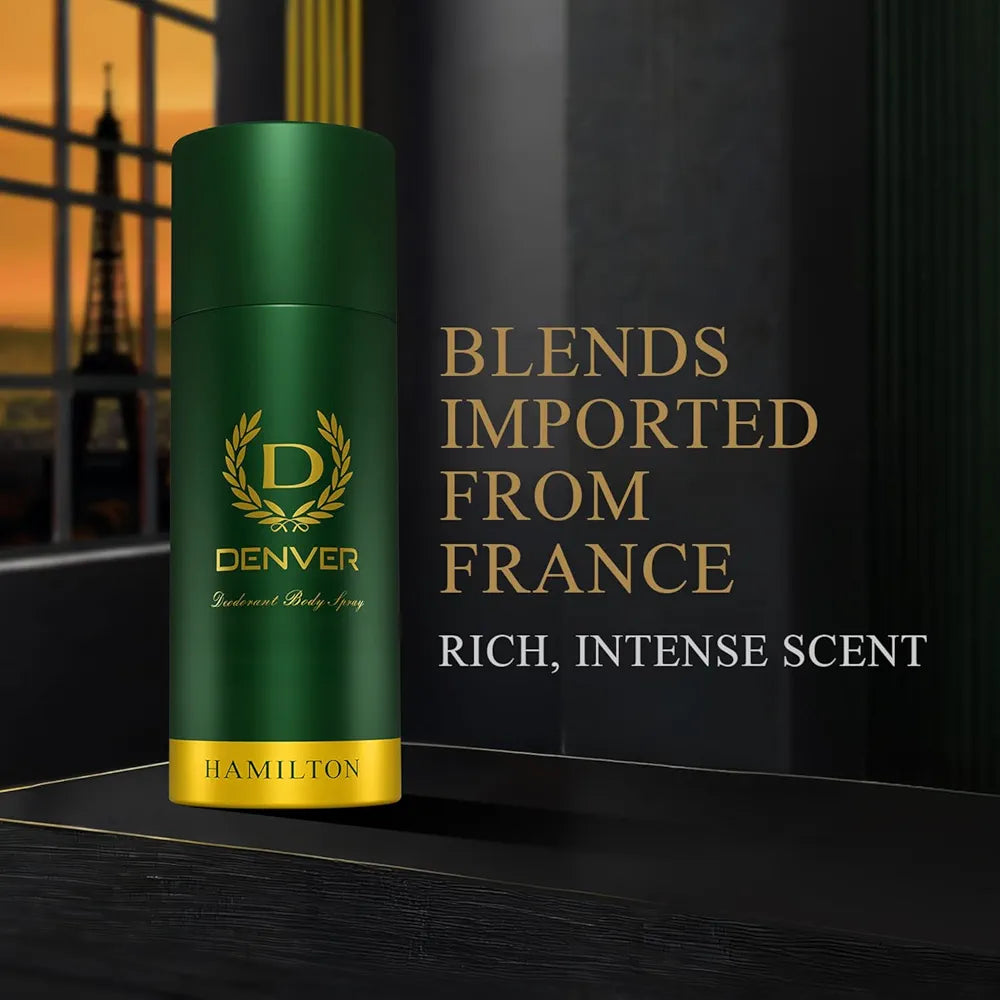 DENVER Hamilton & Caliber Deodorant, Long Lasting Deodorant Body Spray For Men 150ml