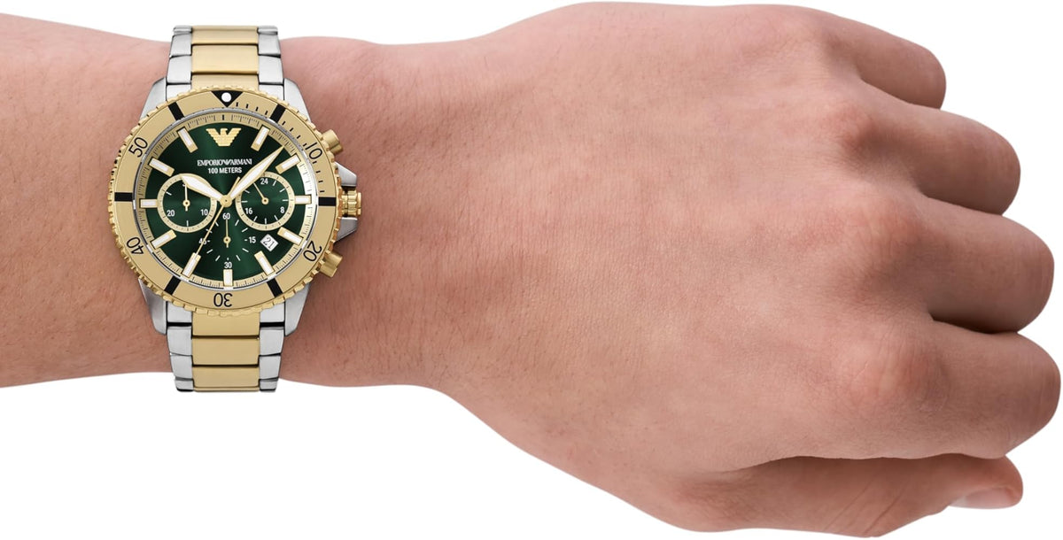 Emporio Armani Stainless Steel Analog Green Dial Men's Watch-Ar11586
