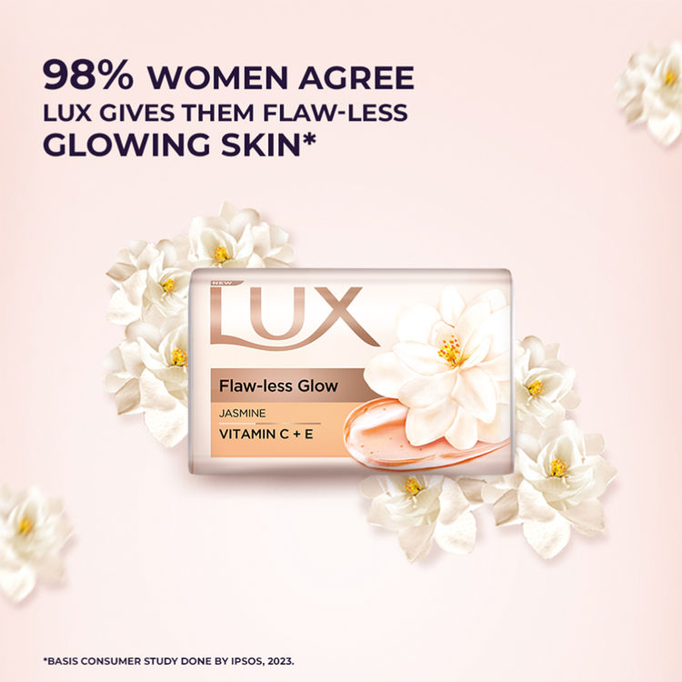 Lux Flaw-Less Glow Jasmine Bathing Soap - (Buy 4 Get 1 Free)
