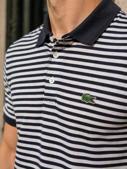 LACOSTE Stripe Premium Cotton Polo T-Shirt