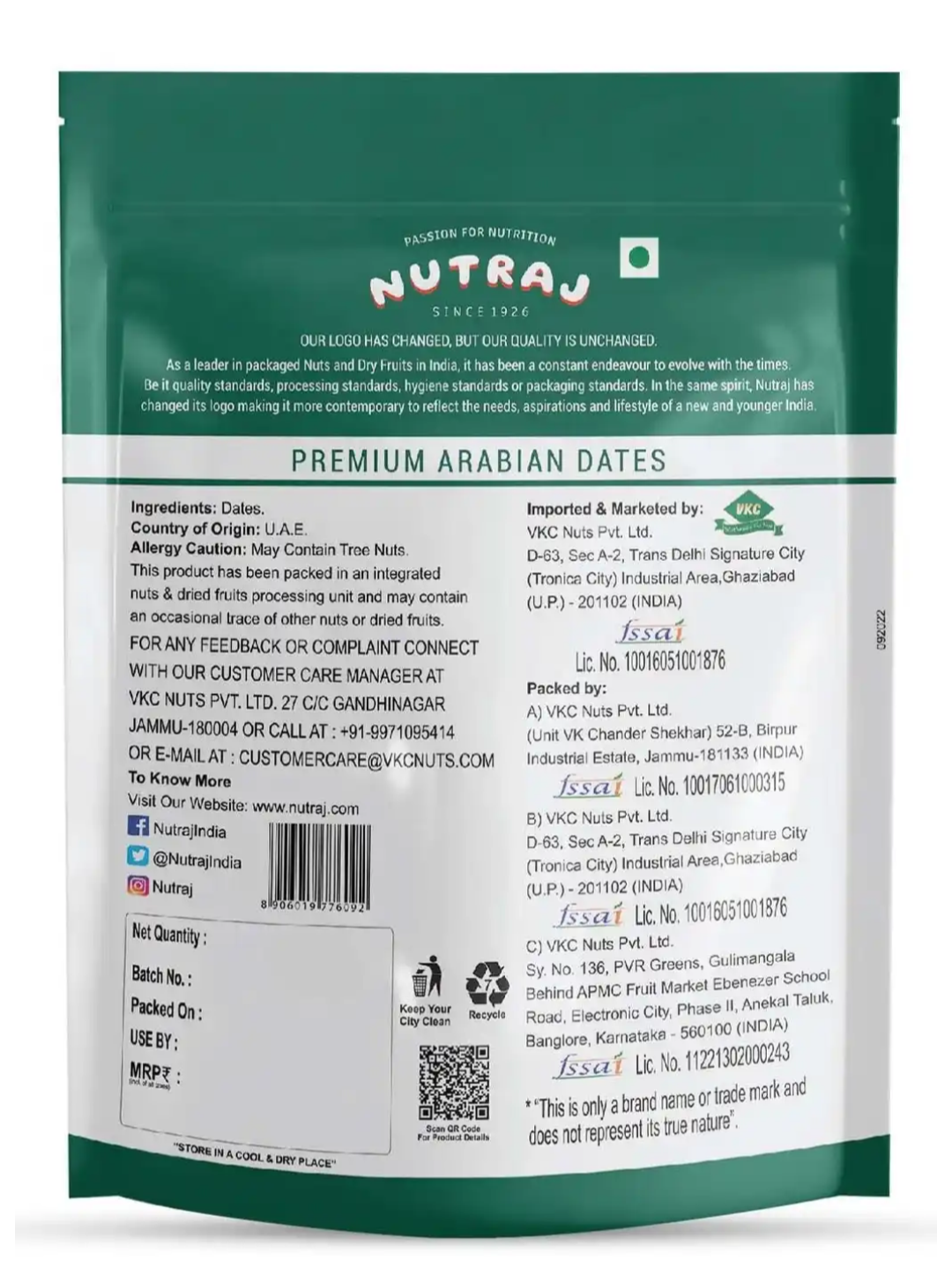 Nutraj Premium Arabian Dates - 500gm