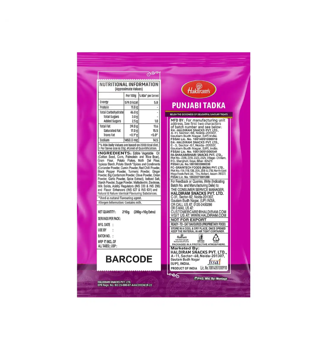 Haldiram's Punjabi Tadka - 210g