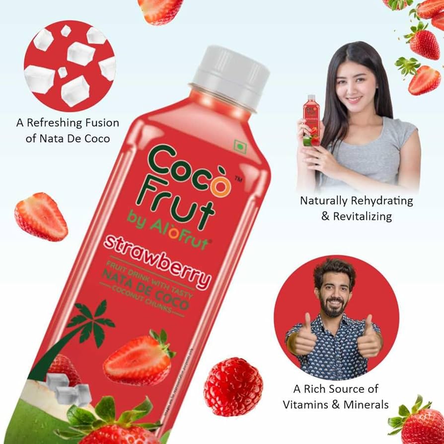 Coco Frut Strawberry Drink with Nata De Coco – 300ml