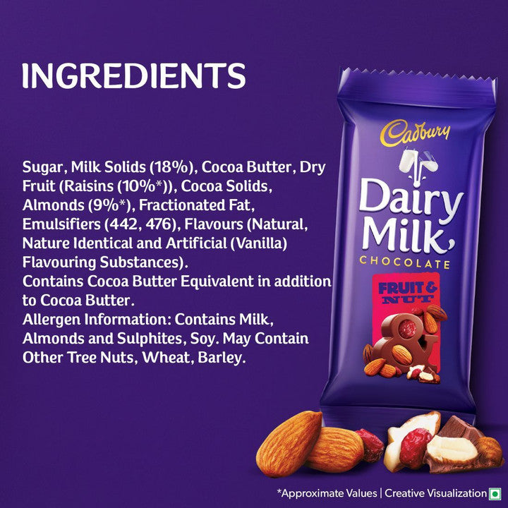 Cadbury Dairy Milk Fruit and Nut Chocolate Bar - 36g