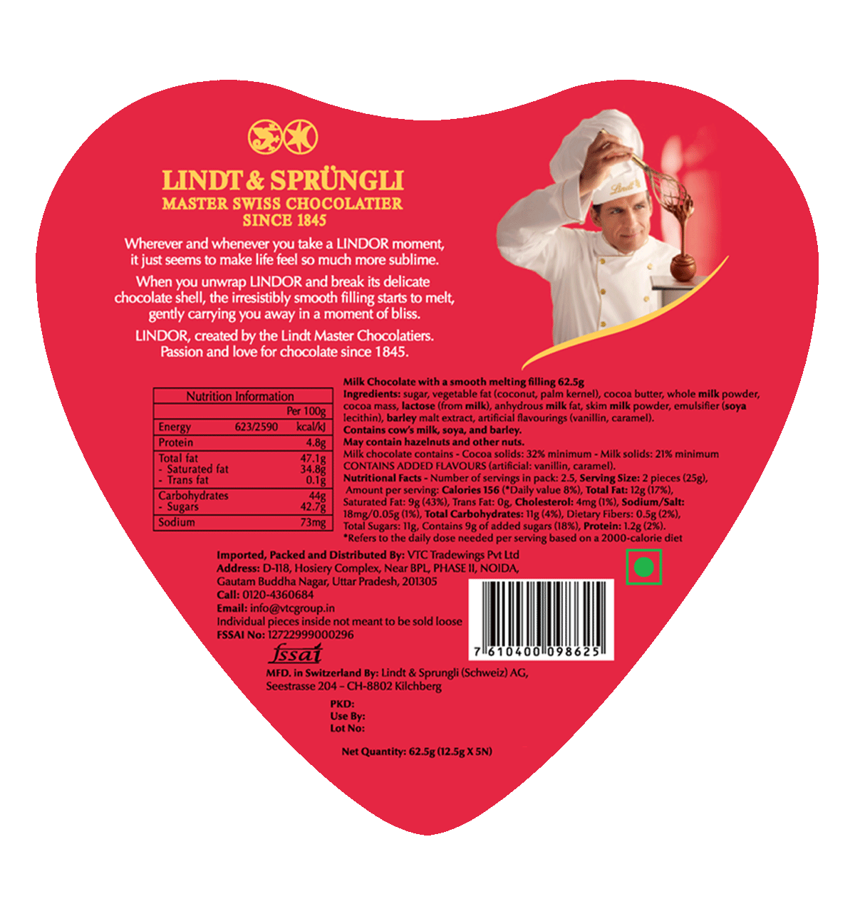 Imported Lindt Lindoor Heart Tin Choclate Gift Box