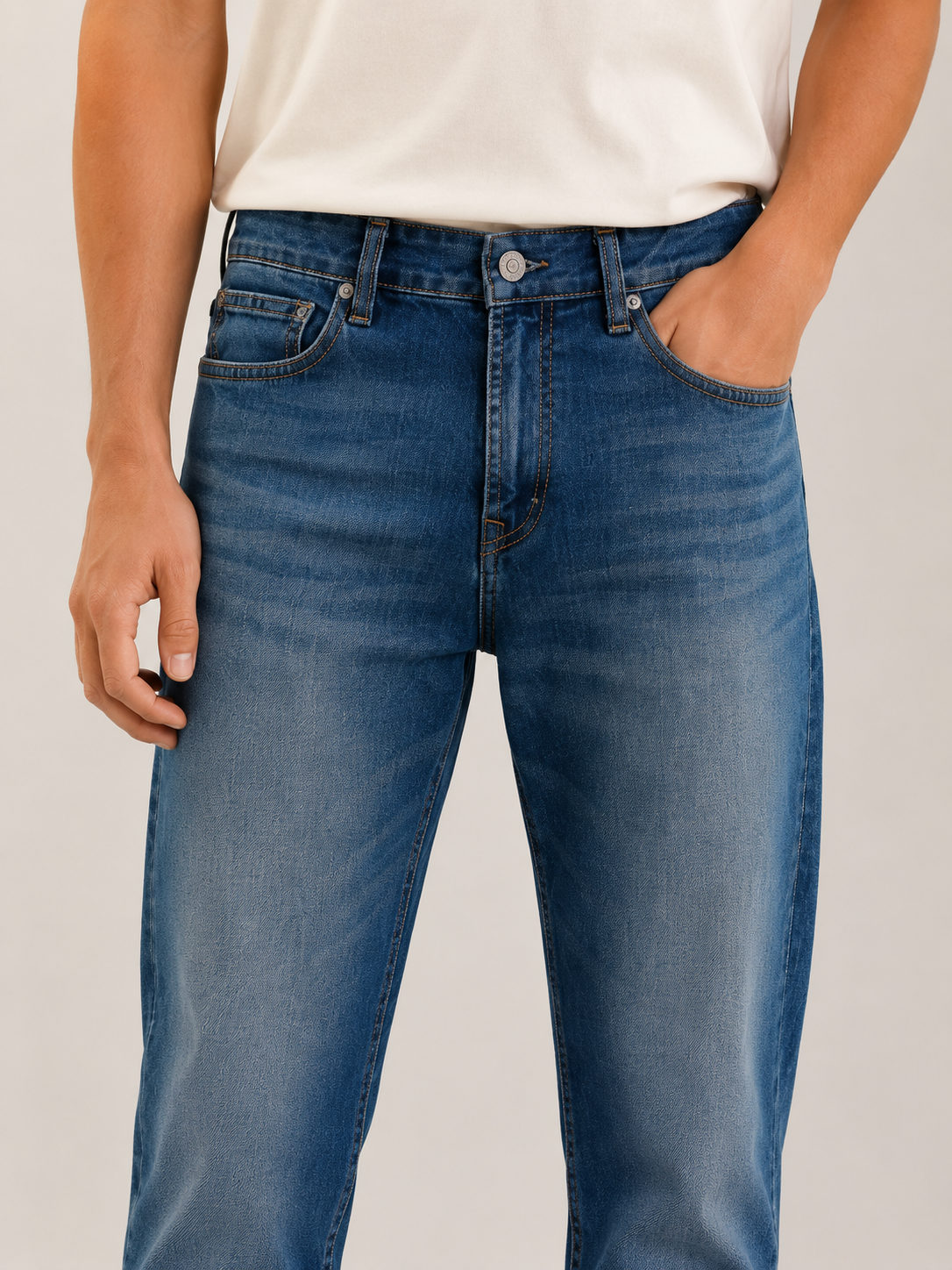 Levi's Mens 505 Mid Rise Straight Fit Cotton Stretch Blend Jeans