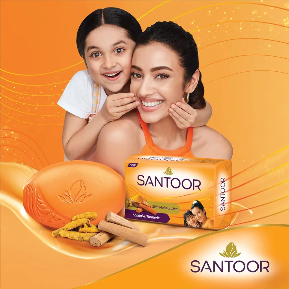 Santoor Sandal & Turmeric Soap - 125g (Pack of 4)