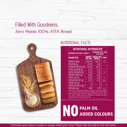 English Oven Zero maida 100% Atta/ Wheat Bread - 400g