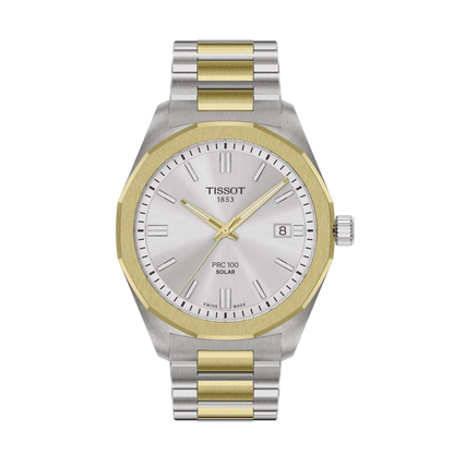 Tissot PRC 100 Solar 39mm Silver & Gold Dail