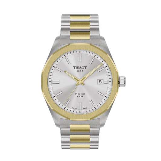Tissot PRC 100 Solar 39mm Silver & Gold Dail
