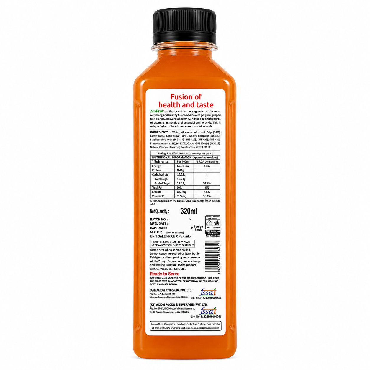 Alo Frut Mixed Fruit Juice with Aloevera Chunks - 320ml
