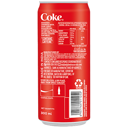Coca Cola Cola Soft Drink Can - 300ml