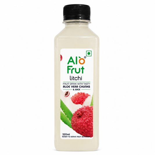 Alo Frut Litchi Juice with Aloevera Chunks - 320ml