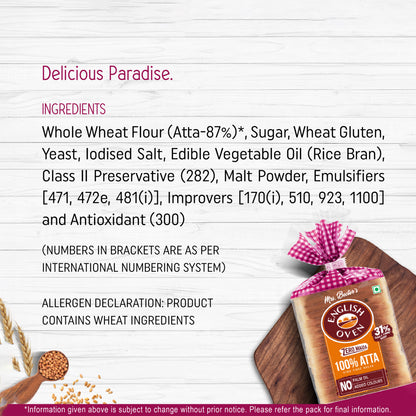 English Oven Zero maida 100% Atta/ Wheat Bread - 400g