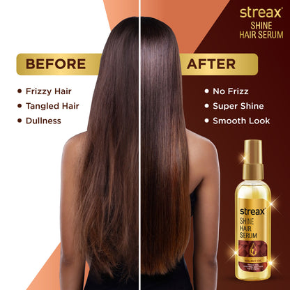 Streax Shine Hair Serum with Walnut Oil, For Hair Smoothening & Shine, For Dry & Frizzy Hair - 45 ml