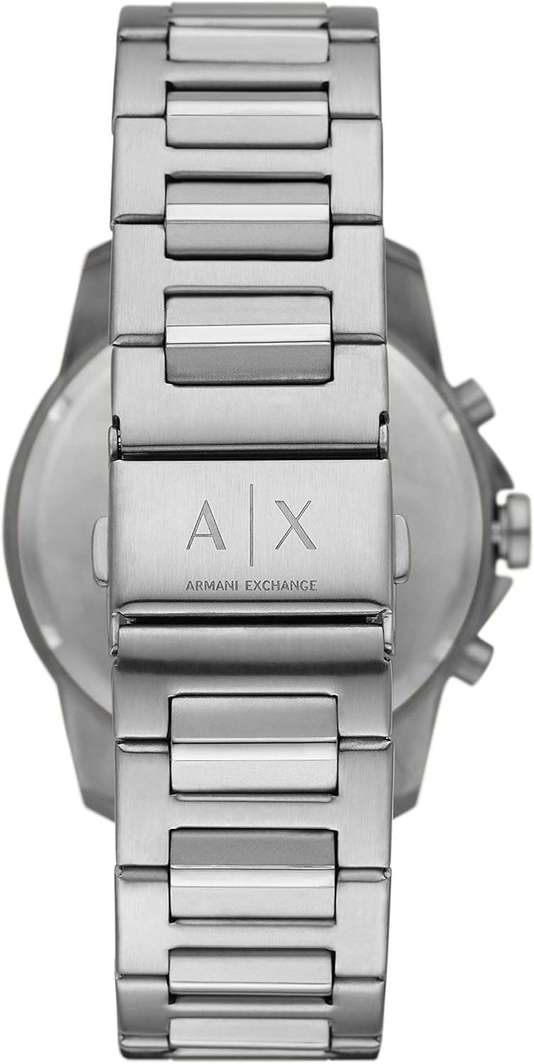Armani Exchange Stainless Steel Analog Black Dial Men Watch-Ax1720, Silver Band
