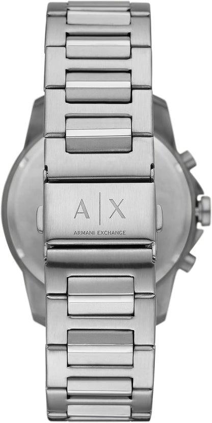 Armani Exchange Stainless Steel Analog Black Dial Men Watch-Ax1720, Silver Band