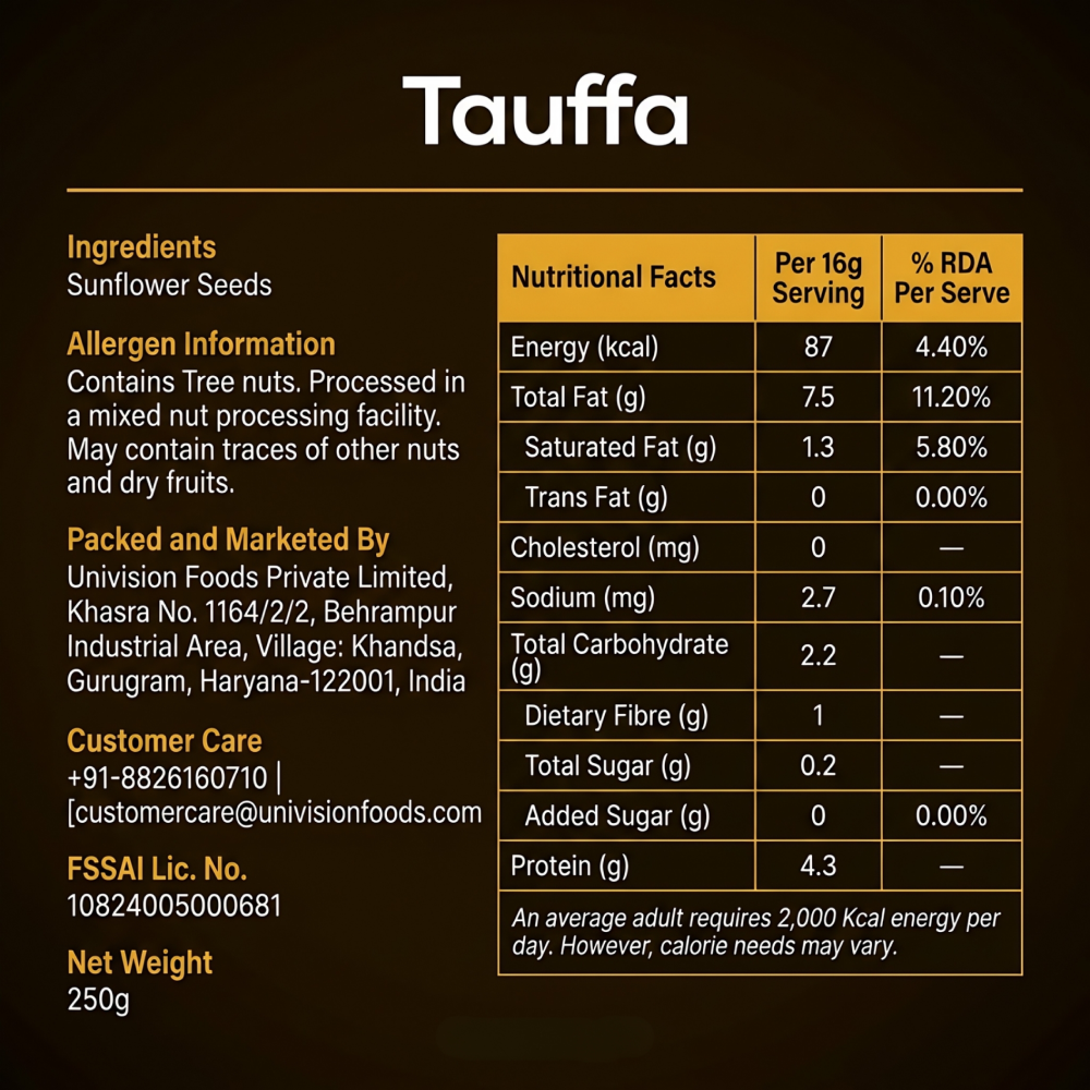 Tauffa Sunflower Seeds - 250g