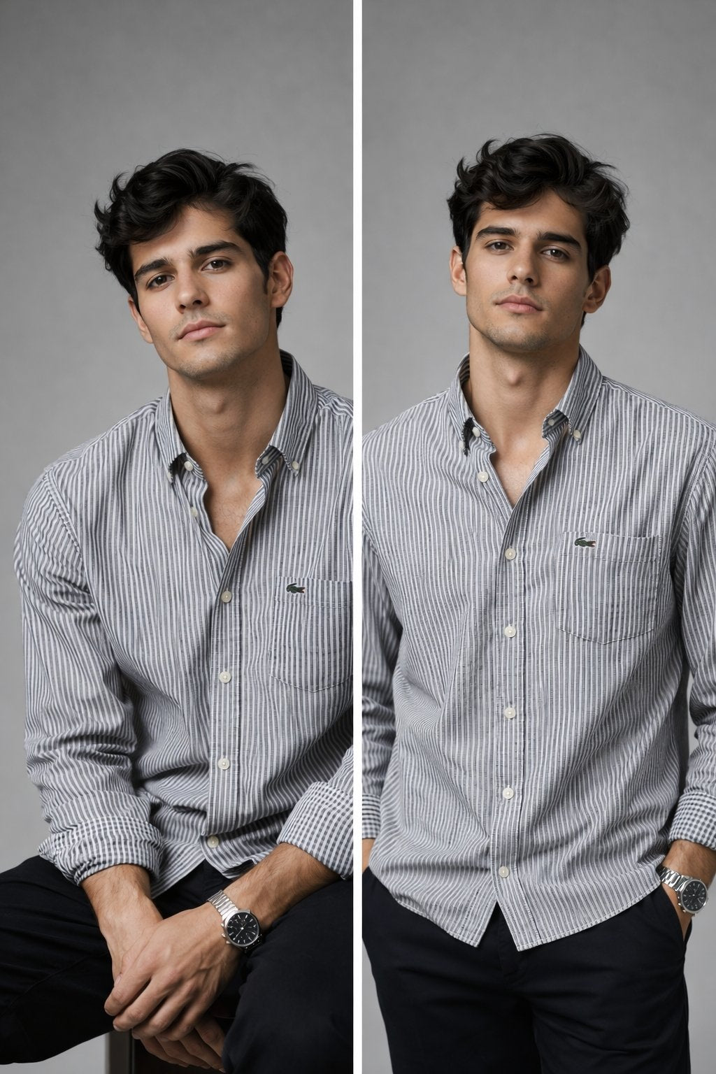 Lacoste Premium Striped Cotton Shirt- Classic Fit