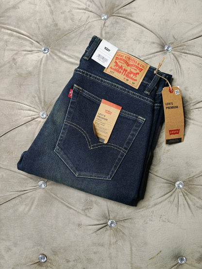 Levi's Mens 505 Mid Rise Straight Fit Cotton Stretch Blend Jeans