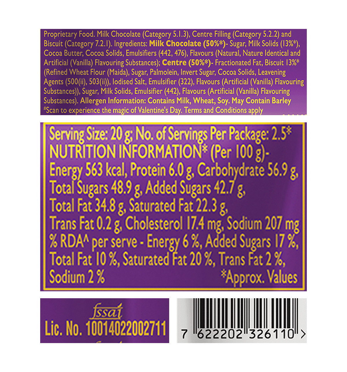 Cadbury Dairy Milk Silk Oreo Chocolate Bar Velentine Gift Pack - 55.5g