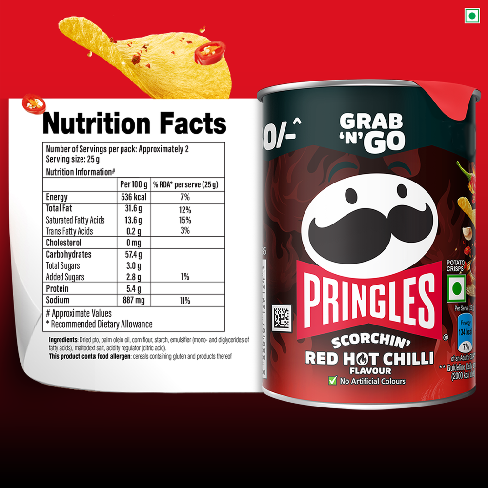 Pringles Scorchin’ Red Hot Chilli Potato Chips - 40g