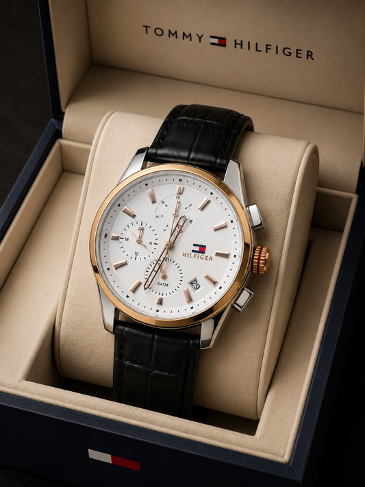 Tommy Hilfiger- Men's Dail & Leather Straps Anlouge Multifuction Watch
