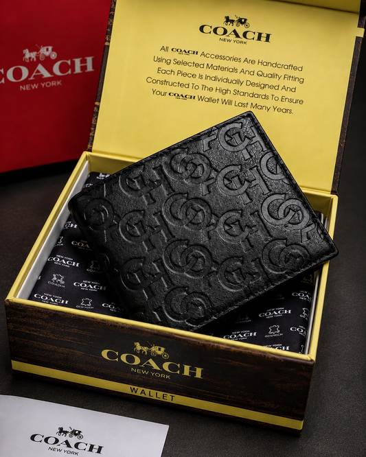 COACH Black Leather Wallet For Men's