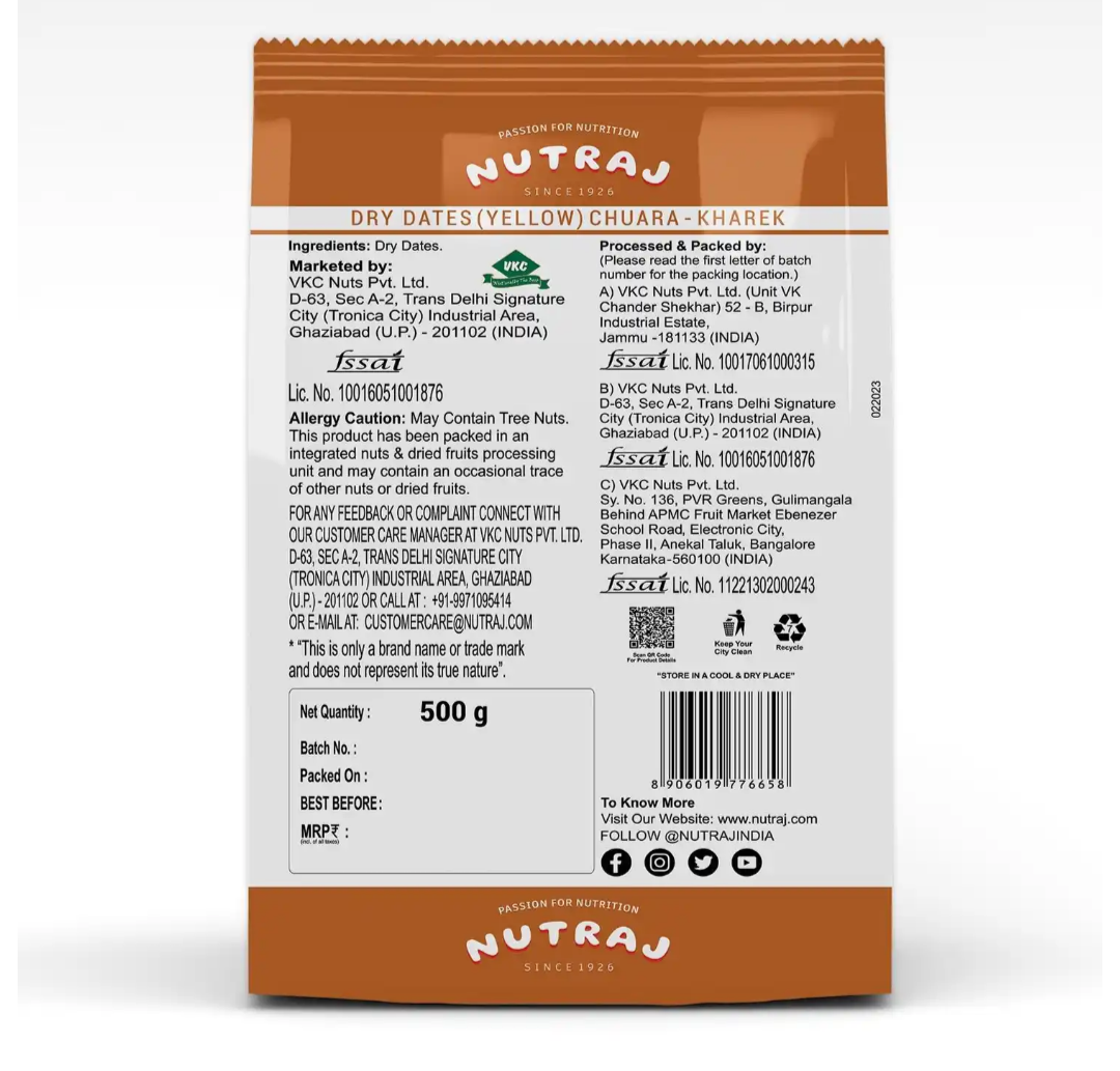 Nutraj Dried Chhuara/Kharik Dates