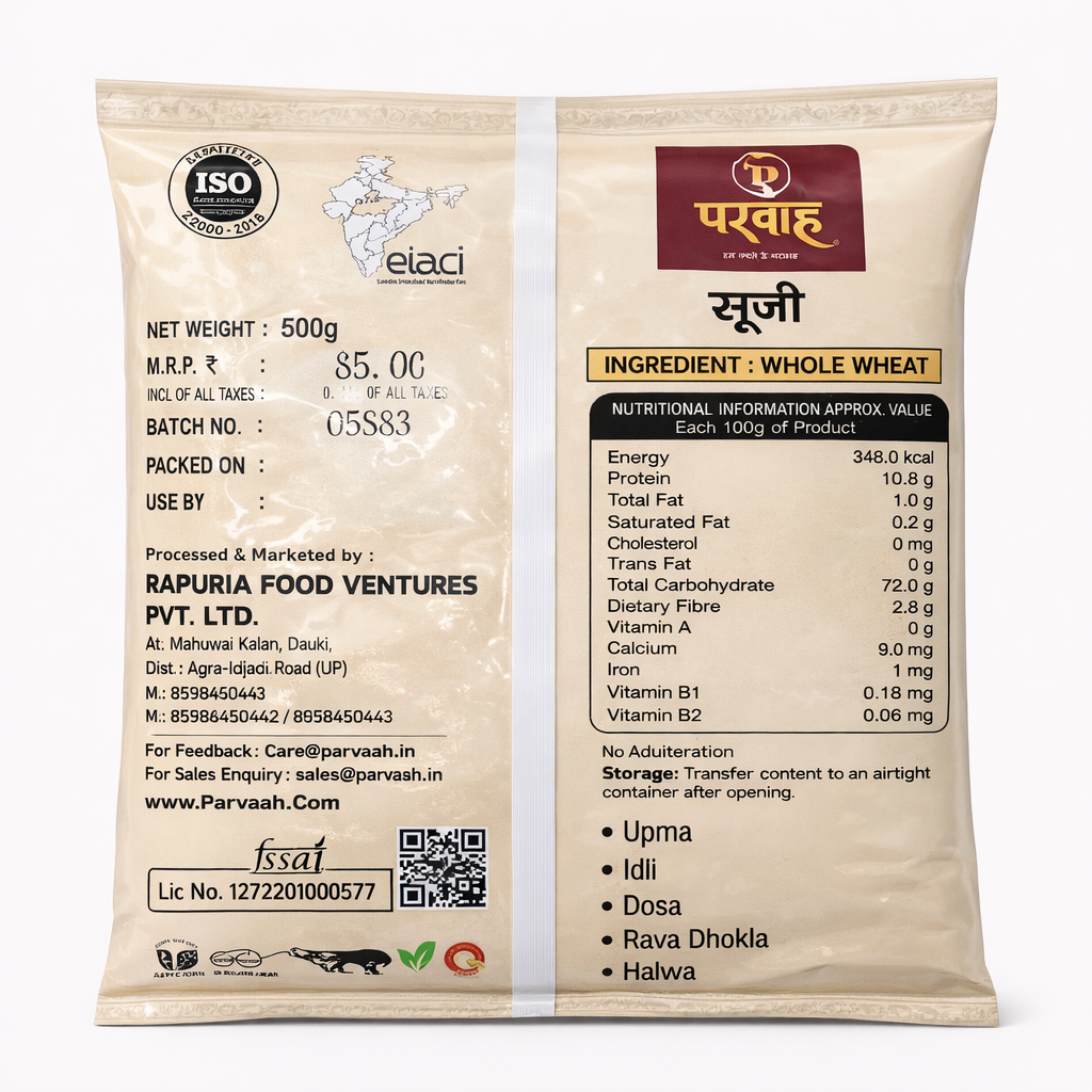 Parvaah Premium Sooji - 500 g