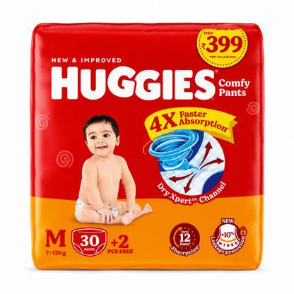Huggies Comy Pants- M Size - 30Pcs+2