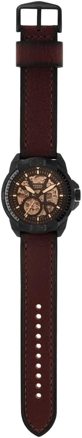 Fossil Men Leather Bronson Analog Black Dial Watch-Me3219, Band Color-Brown