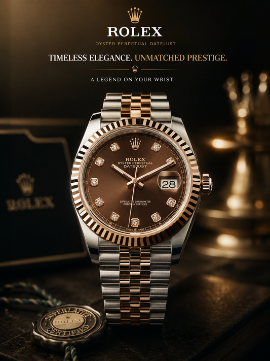 Rolex Datejust 41 Chocolate Diamond Dial Two Tone Rose Gold Fluted Bezel Jubilee Bracelet