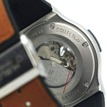 Hublot Automatic Watch – Titanium Silver Dial with Golden Leather Strap