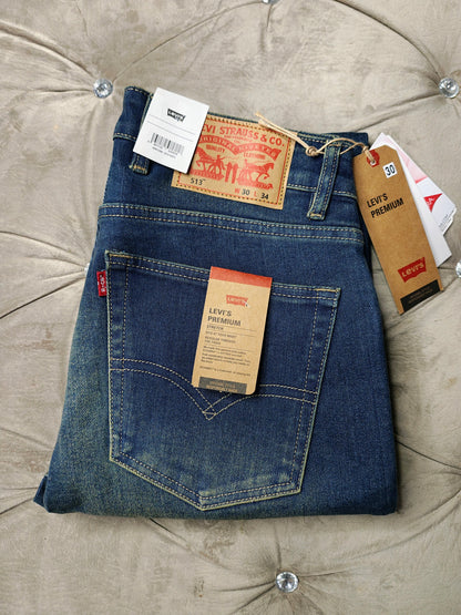 Levi's Mens 505 Mid Rise Straight Fit Cotton Stretch Blend Jeans