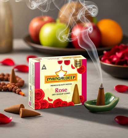 Mangaldeep Rose Dry Dhoop Cones - 25g