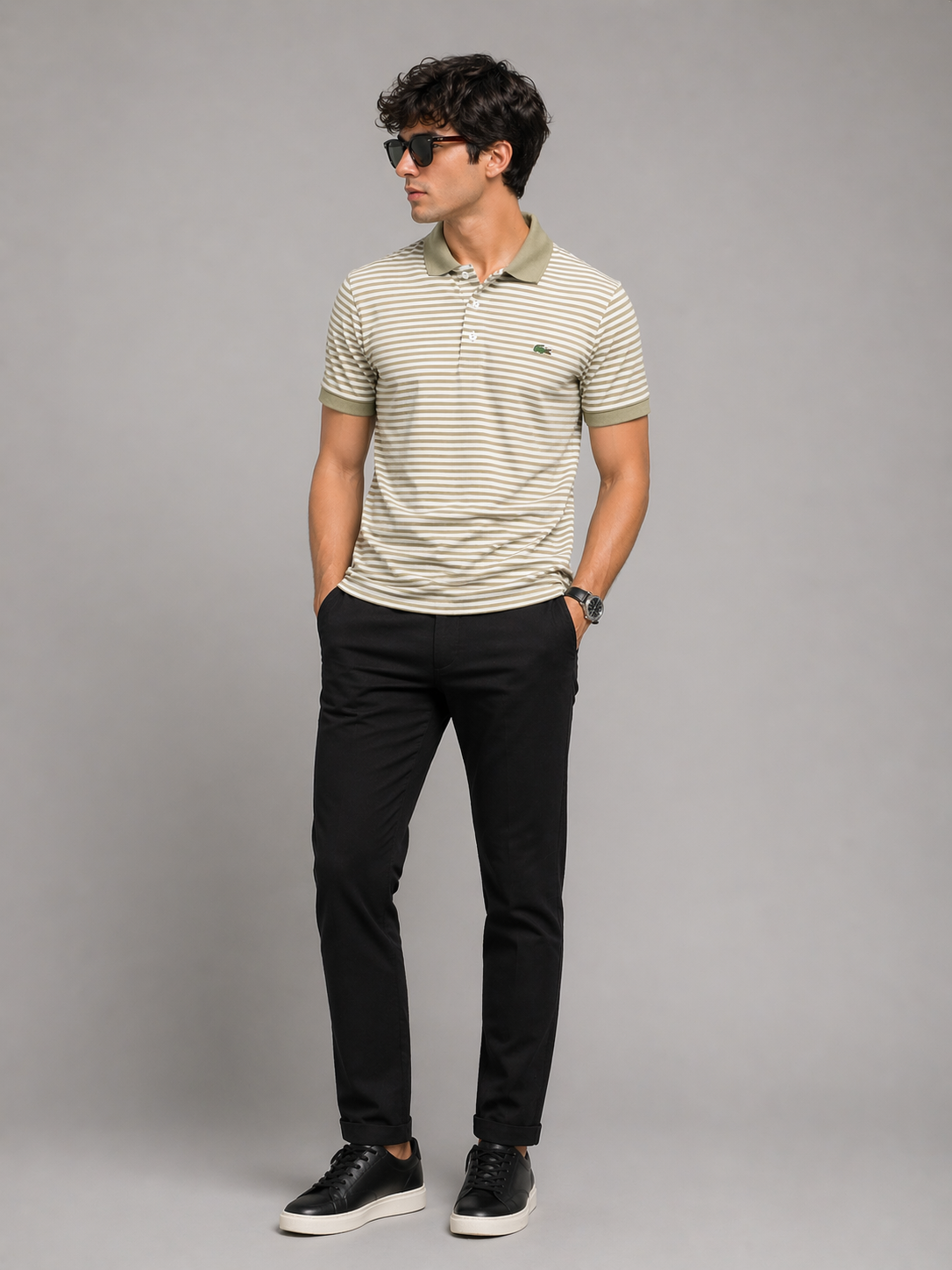 Lacost Cotton Stripe T- SHIRT