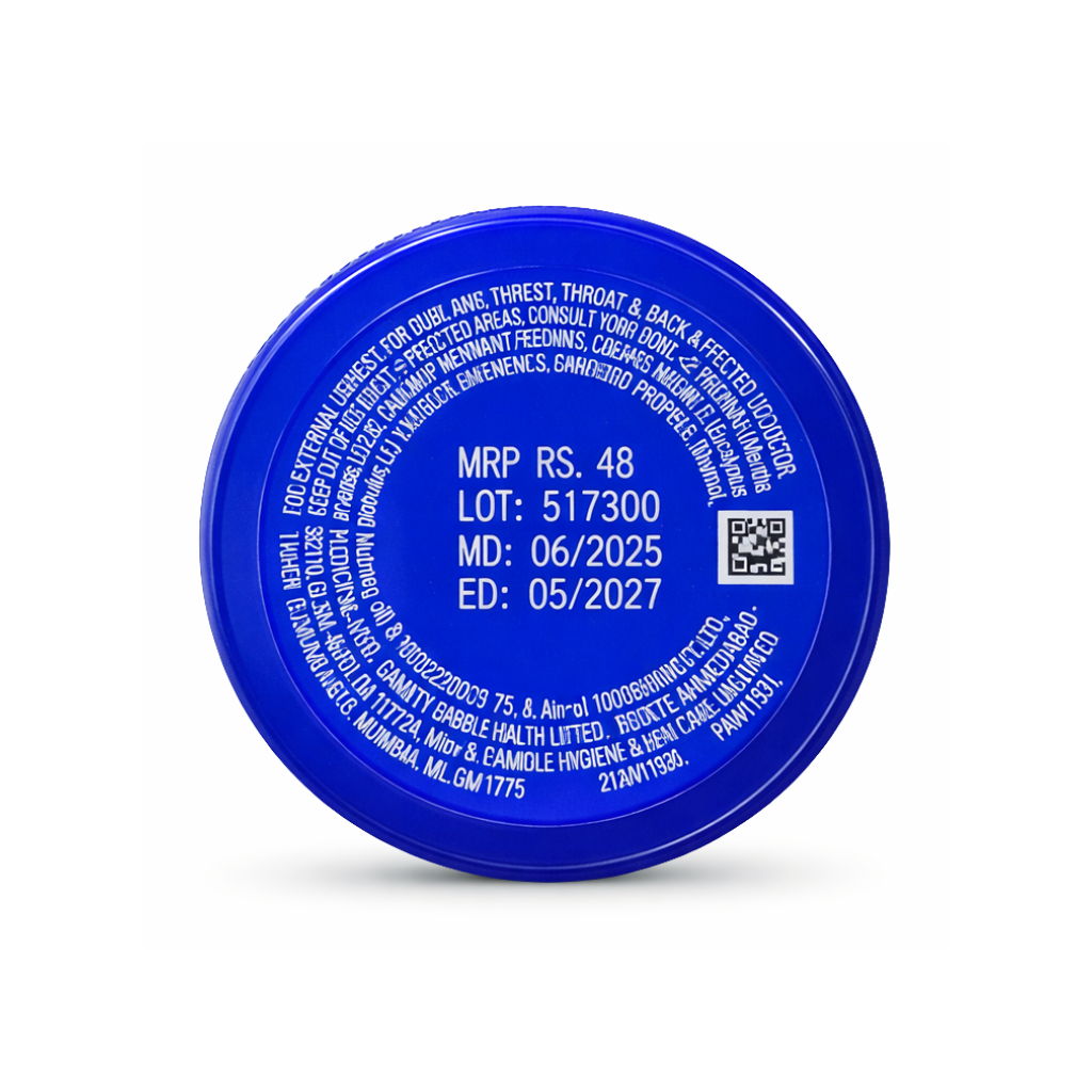Vicks Vaporub Balm with Menthol, Camphor & Eucalyptus Oil - 10ml