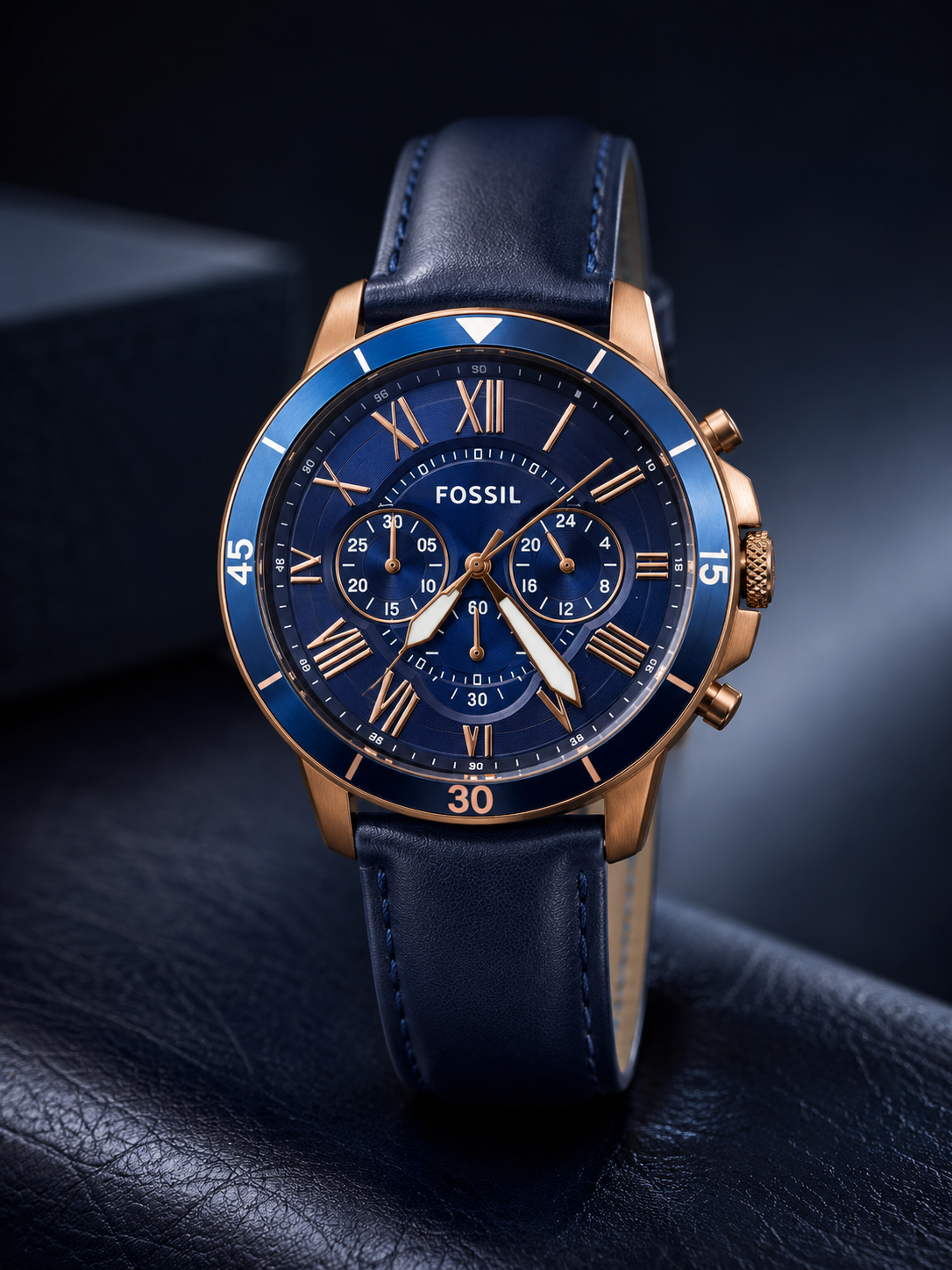 Fossil Men'S Grant Blue Leather Watch