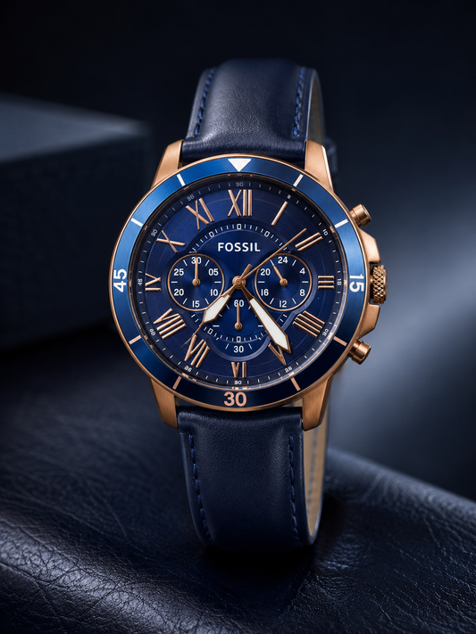 Fossil Men'S Grant Blue Leather Watch