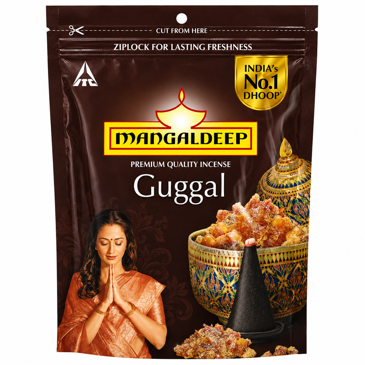 Mangaldeep Premium Quality Guggal Incense Dhoop - 105g