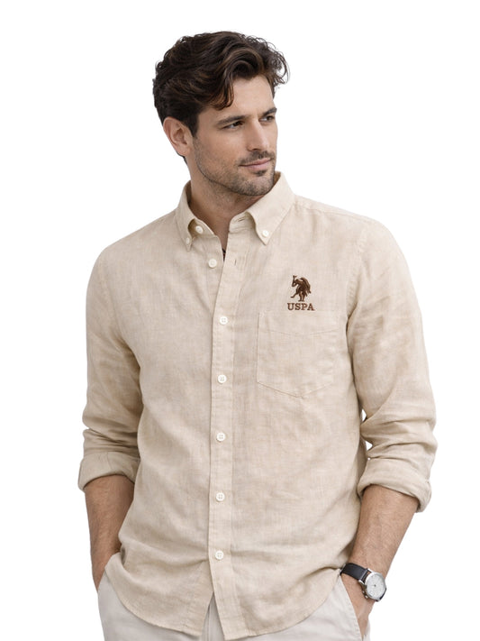 U.S. Polo Assn. Beige Linen Shirt –  Summer Casual Shirt