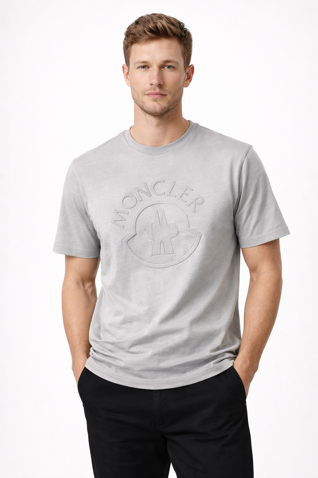 MONCLER Regular Fit Round Neck Cotton T-Shirt