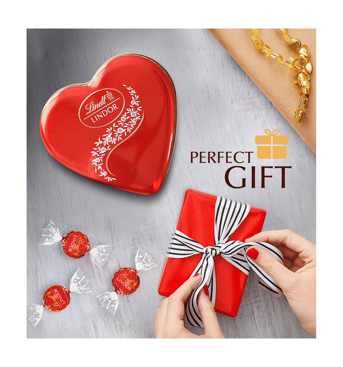 Imported Lindt Lindoor Heart Tin Choclate Gift Box